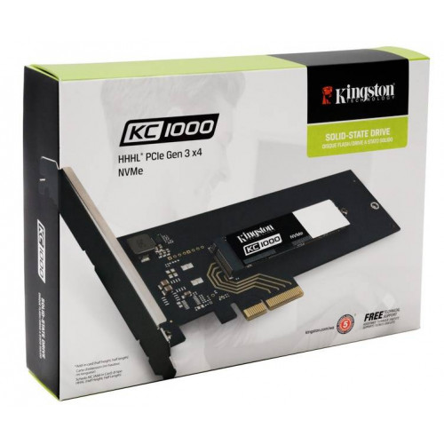 Твердотельный диск 480GB Kingston SSDNow KC1000, M.2, PCI-E 3.0 x4, [R/W - 2700/1600 MB/s]